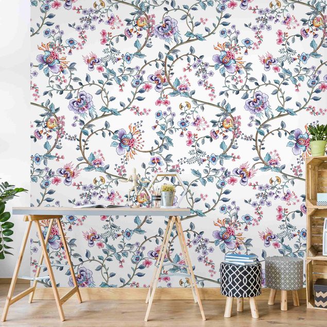 Wallpaper - Pastel Flower Tendrils