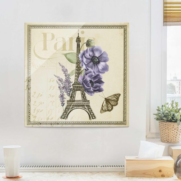Glass print - Paris Collage Eiffel Tower