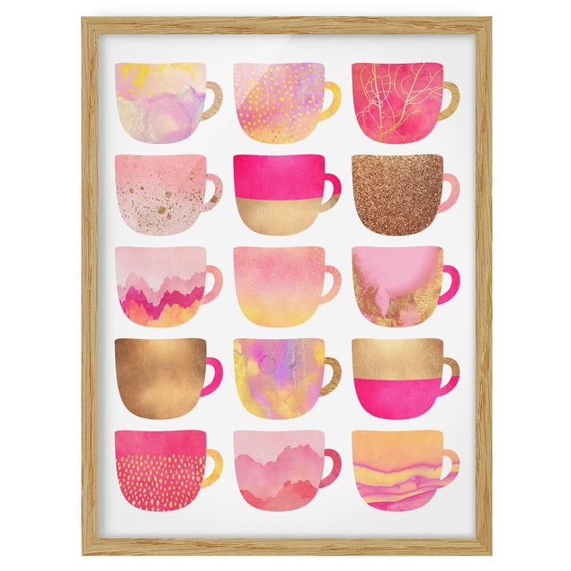 Framed poster - Golden Mugs With Light Pink