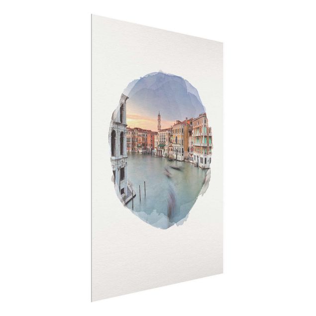 Glass print - WaterColours - Grand Canal View From The Rialto Bridge Venice