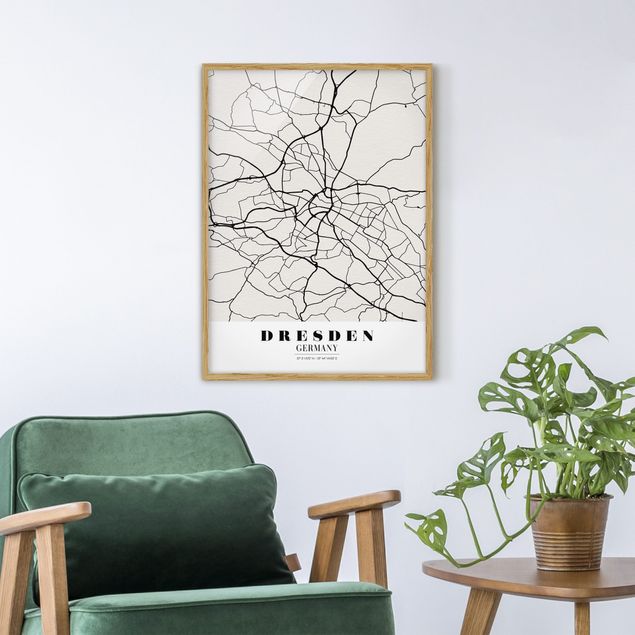 Framed poster - Dresden City Map - Classical