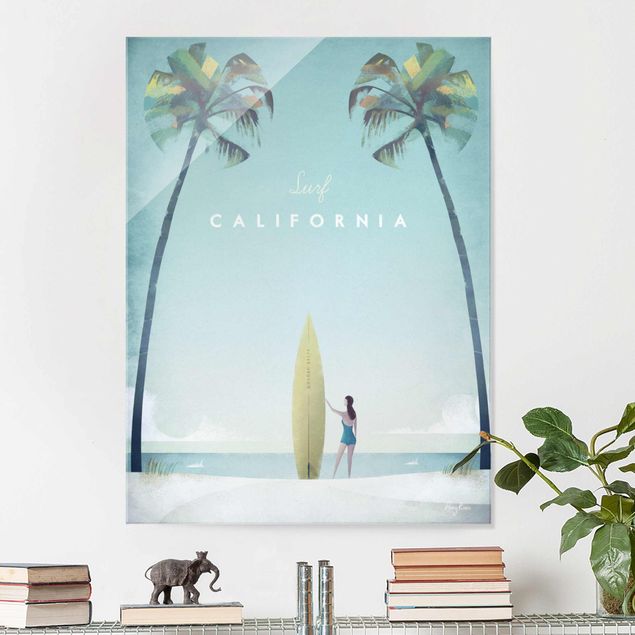 Glas Magnettafel Travel Poster - California
