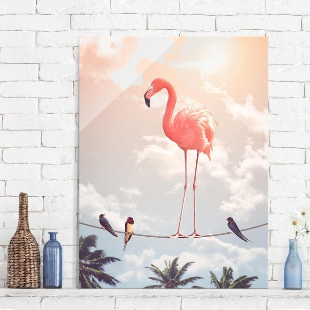 Glass print - Sky With Flamingo