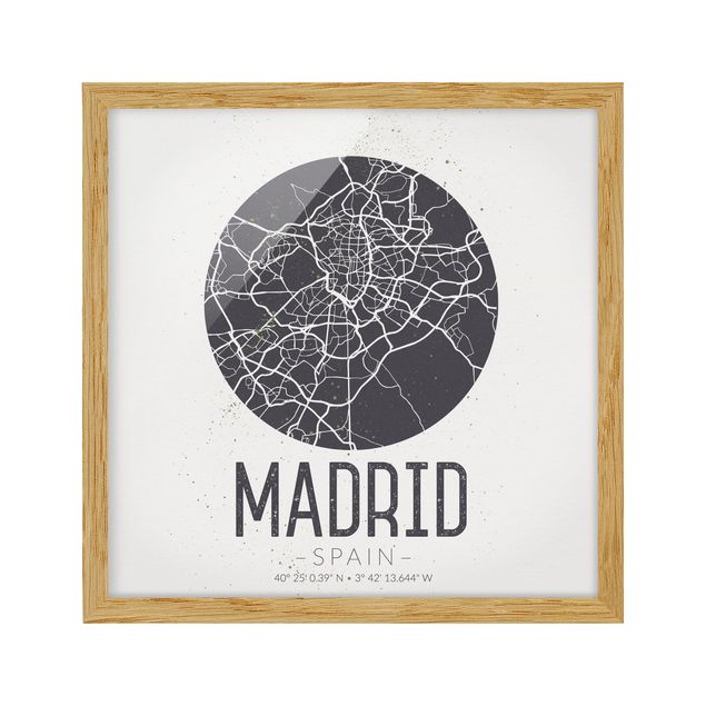 Framed poster - Madrid City Map - Retro