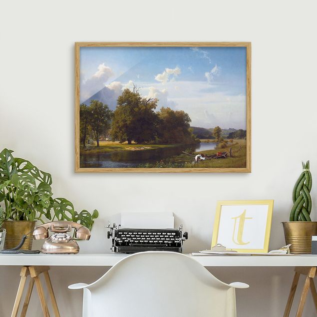Framed poster - Albert Bierstadt - A River Landscape, Westphalia