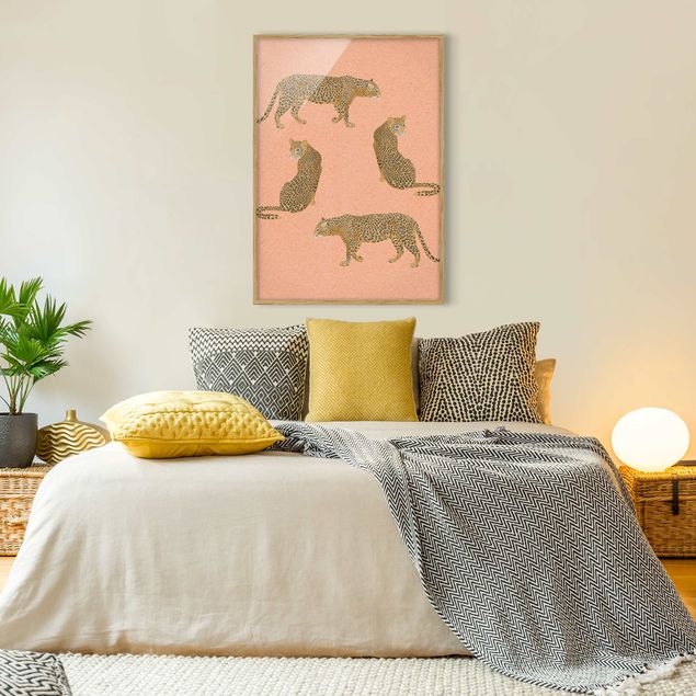 Framed poster - Illustration Leopard Pink Painting