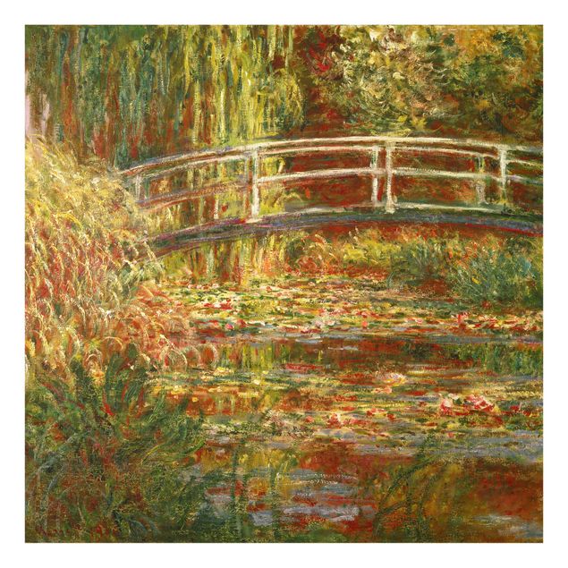Glass print - Claude Monet - Waterlily Pond And Japanese Bridge (Harmony In Pink)