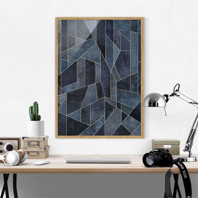 Framed poster - Blue Geometry Watercolour