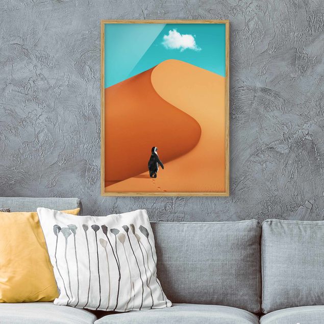 Framed poster - Desert With Penguin