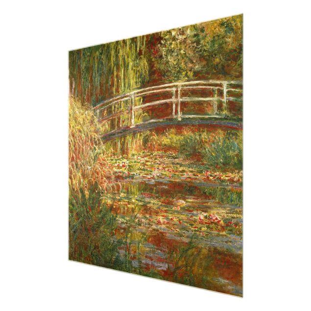 Glass print - Claude Monet - Waterlily Pond And Japanese Bridge (Harmony In Pink)