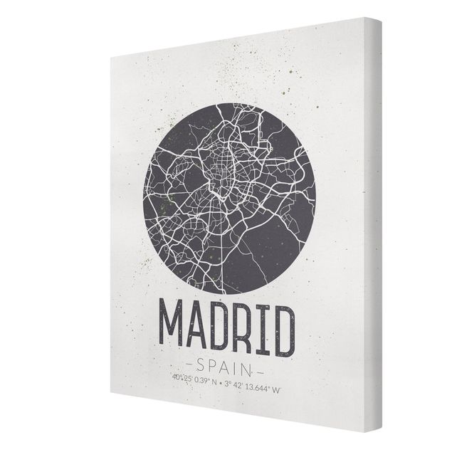 Print on canvas - Madrid City Map - Retro