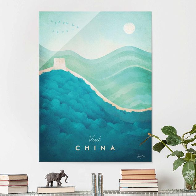 Magnettafel Glas Travel Poster - China