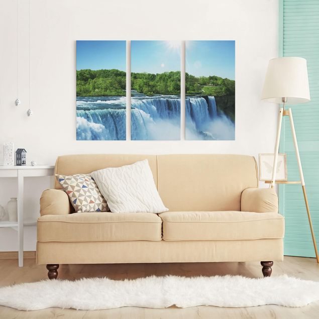 Print on canvas 3 parts - Waterfall Scenery