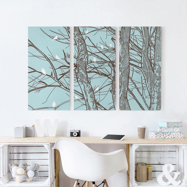 Print on canvas 3 parts - Winter Trees