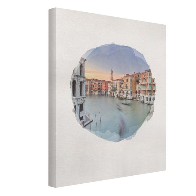 Canvas print - WaterColours - Grand Canal View From The Rialto Bridge Venice