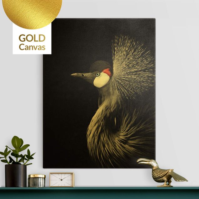 Canvas print gold - Black Crowned Crane