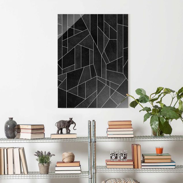 Magnettafel Glas Black And White Geometric Watercolour