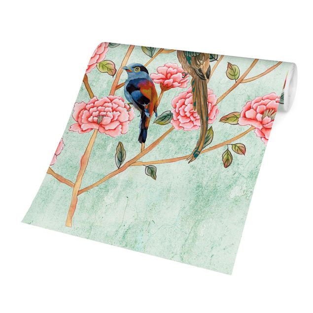 Walpaper - Chinoiserie Collage In Mint