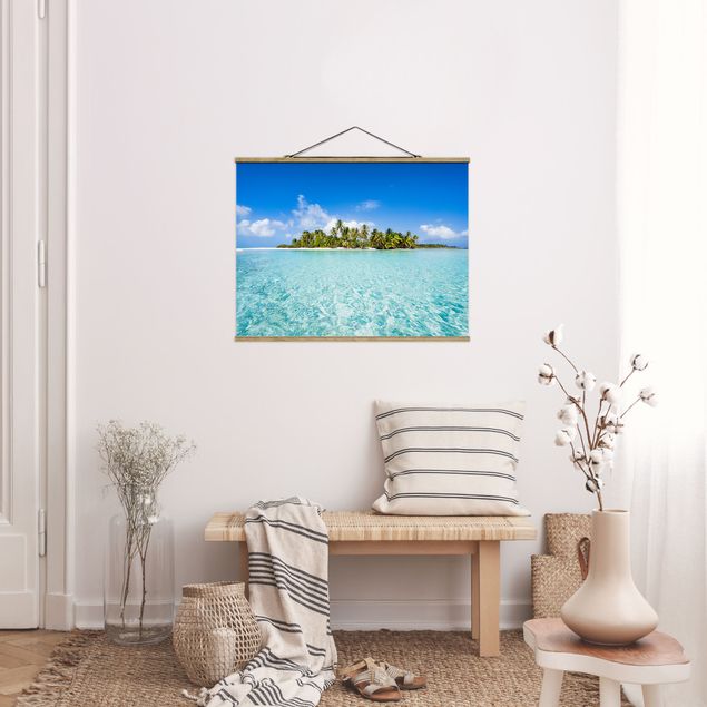 Fabric print with poster hangers - Crystal Clear Water - Landscape format 4:3
