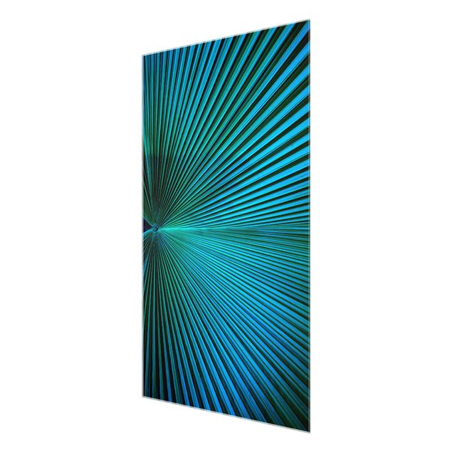 Glass print - Tropical Plants Palm Leaf In Turquoise II