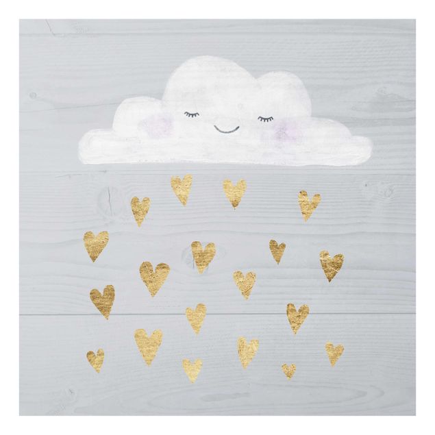 Glass print - Cloud With Golden Hearts