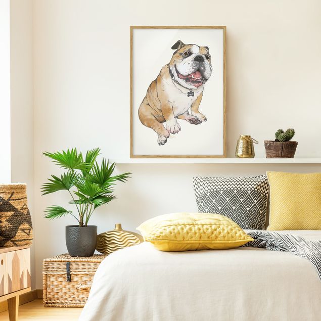 Framed poster - Illustration Dog Bulldog Painting