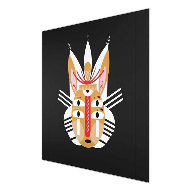 Glass print - Collage Ethno Mask - Rabbit