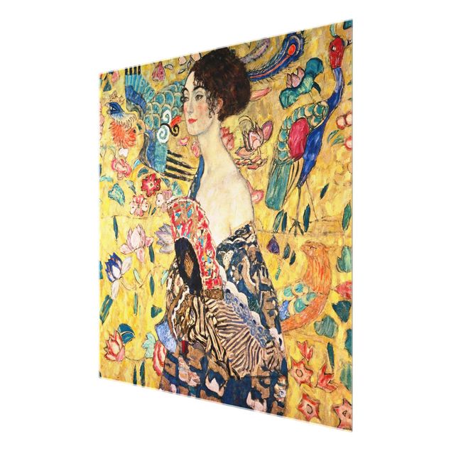 Glass print - Gustav Klimt - Lady With Fan