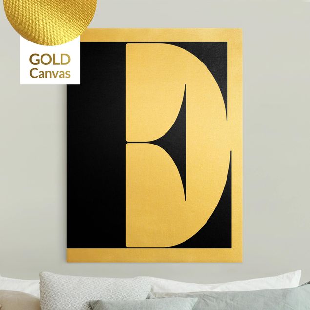 Canvas print gold - Antiqua Letter E