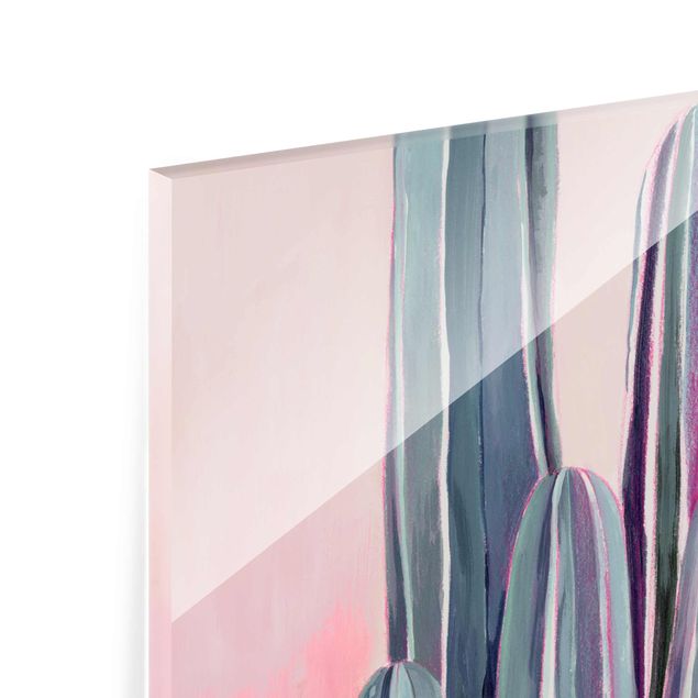 Glass print - Cactus In Licht Pink II