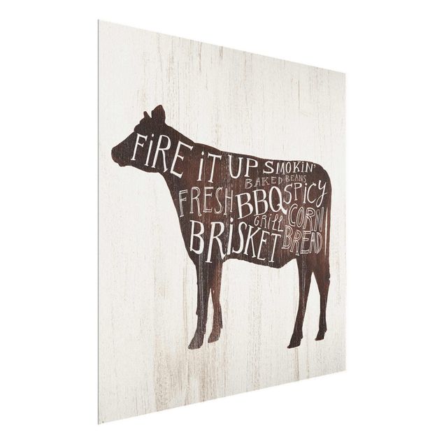 Glass print - Farm BBQ - Cow