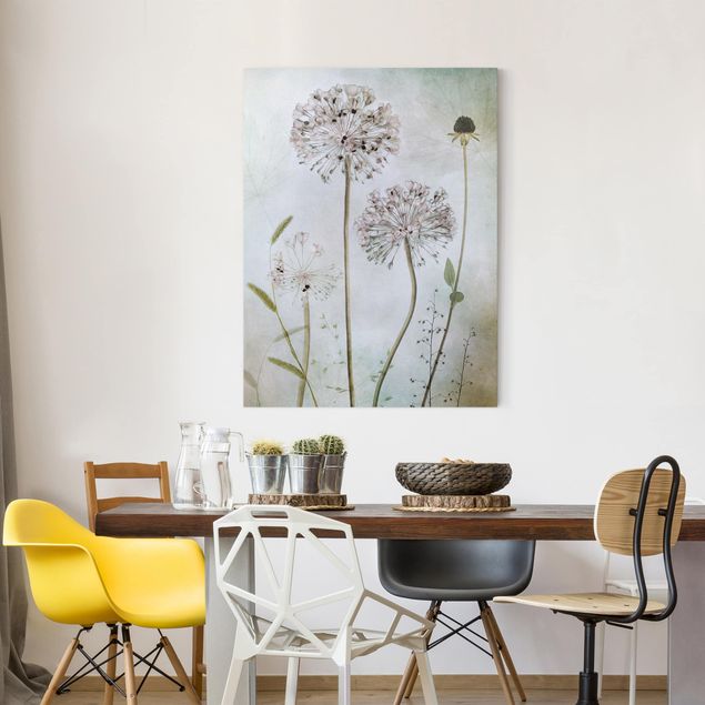 Print on canvas - Allium flowers in pastel