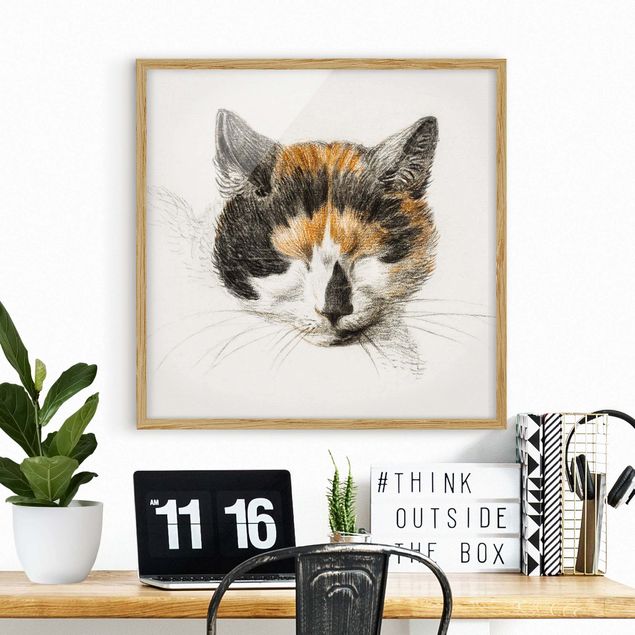 Framed poster - Vintage Drawing Cat IV