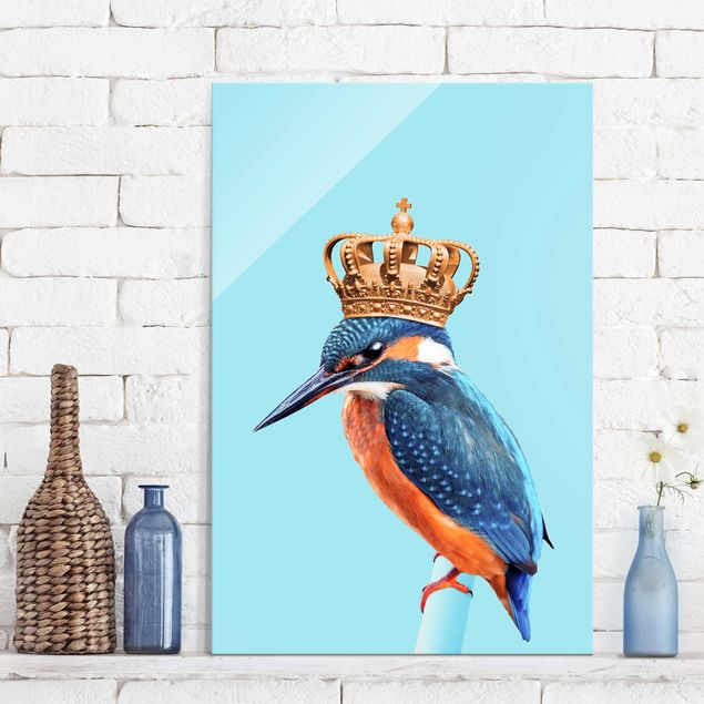 Glass print - Kingfisher With Crown