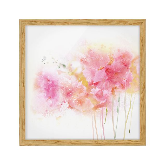 Framed poster - Watercolour flowers peonies