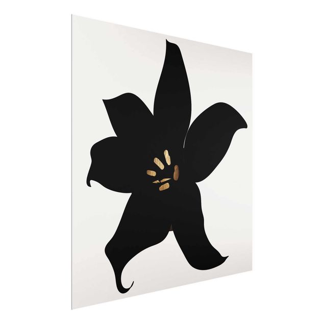 Glass print - Graphical Plant World - Orchid Black And Gold