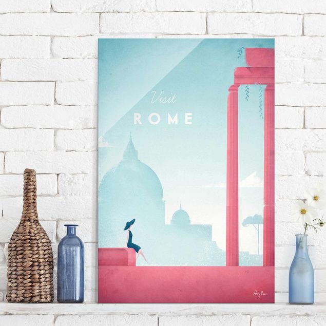 Glas Magnetboard Travel Poster - Rome