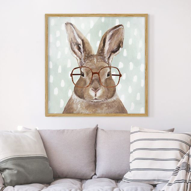 Framed poster - Animals With Glasses - Rabbit