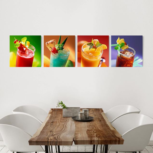 Print on canvas 4 parts - colourful cocktails