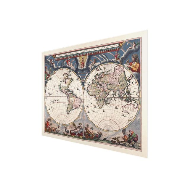 Glass print - Historic World Map Nova Et Accuratissima Of 1664