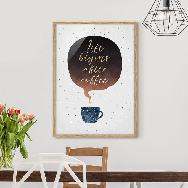 Framed poster - Life Begins After Coffee Dots