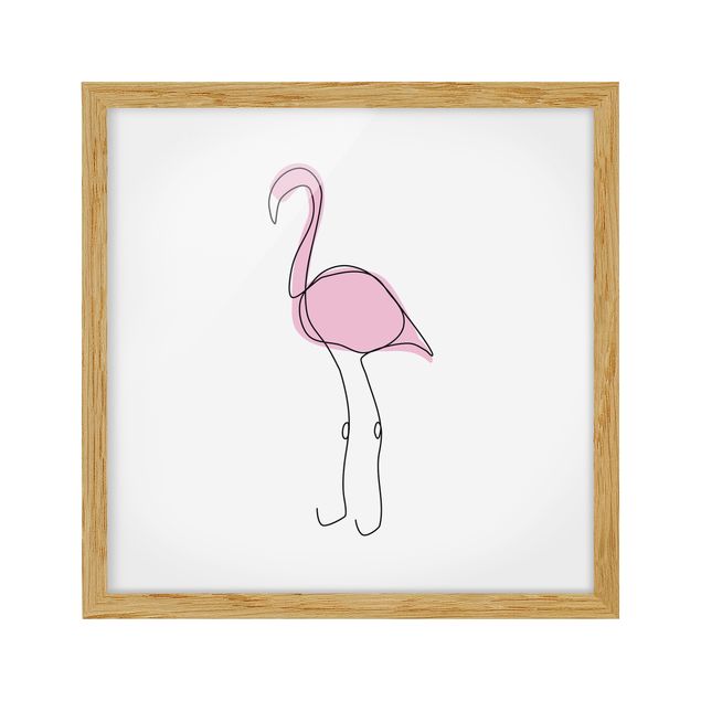 Framed poster - Flamingo Line Art