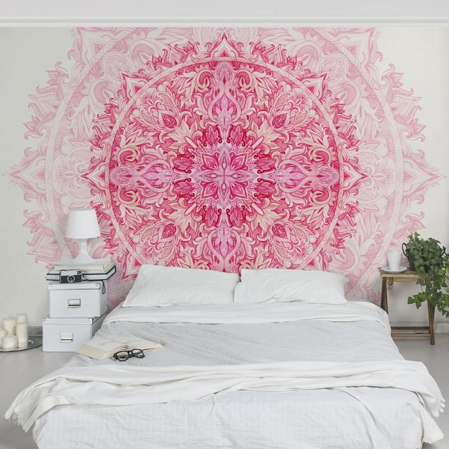 Wallpaper - Mandala Watercolour Ornament Pink