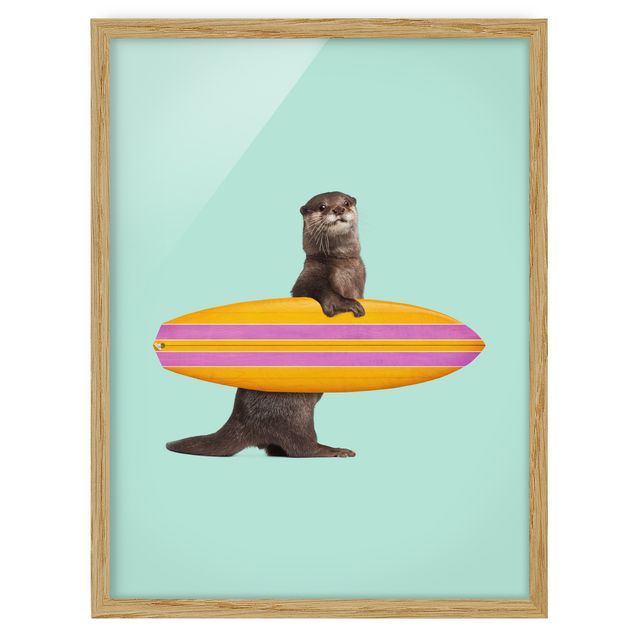 Framed poster - Otter With Surfboard