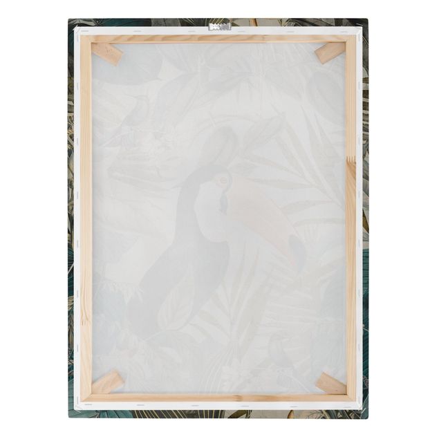 Print on canvas - Vintage Collage - Toucan In The Jungle