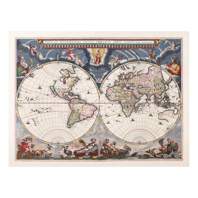 Glass print - Historic World Map Nova Et Accuratissima Of 1664