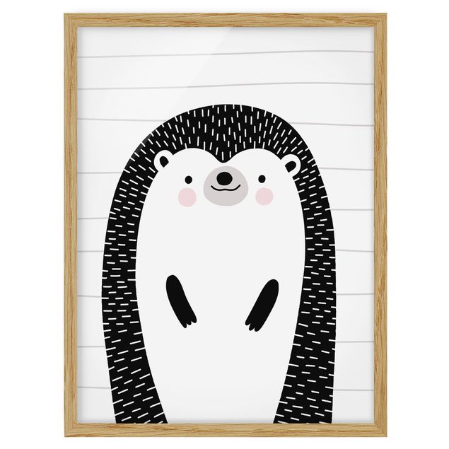 Framed poster - Zoo With Patterns - Hedgehog
