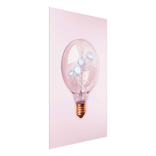 Glass print - Light Bulb With Jellyfish