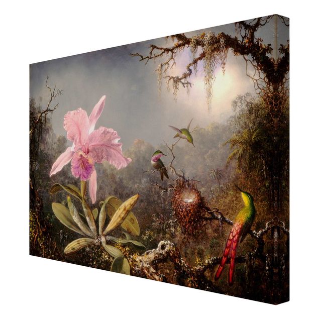 Print on canvas - Martin Johnson Heade - Orchid And Three Hummingbirds
