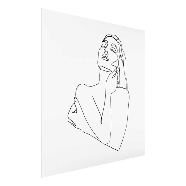 Glass print - Line Art Woman Torso Black And White